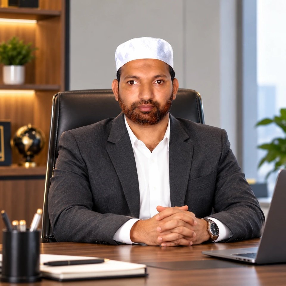 Muhammed Farook, CEO of HDC Business Hub, at his desk